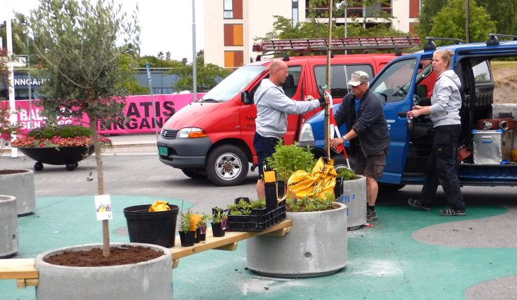 Pop-up park i rask framdrift