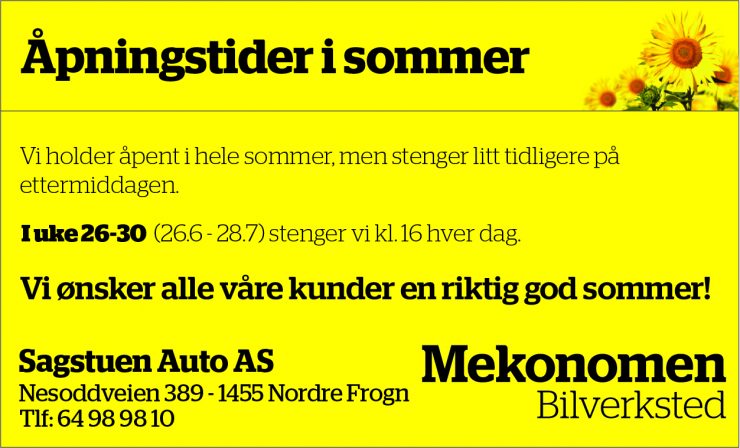 Sommeråpning  Sagstuen Auto